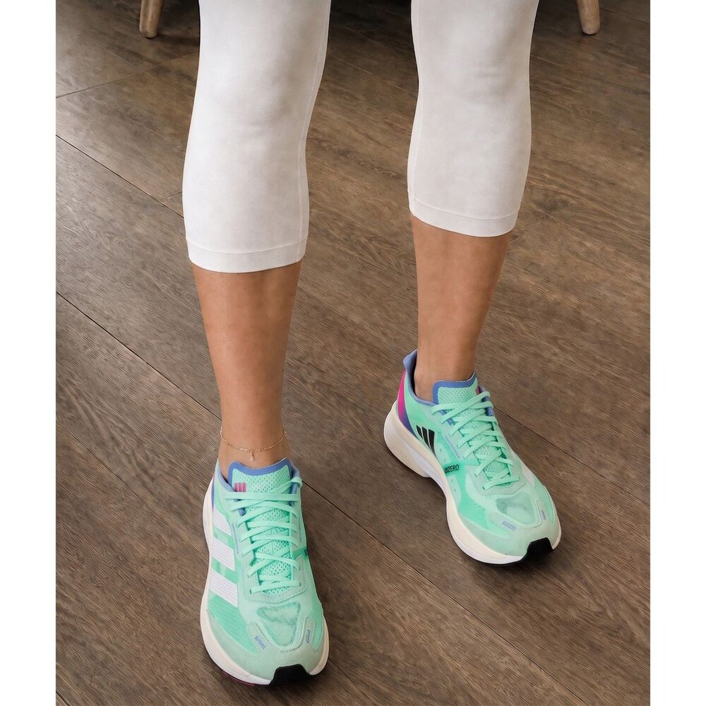 Adidas Adizero Boston-11 Women’s size US 9 Pulse Mint White Running Shoes